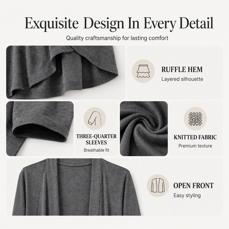 Susan | 3/4 Sleeve Open Front Cardigan