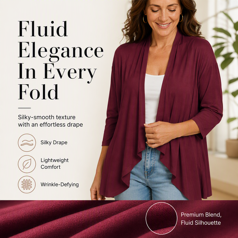 Susan | 3/4 Sleeve Open Front Cardigan