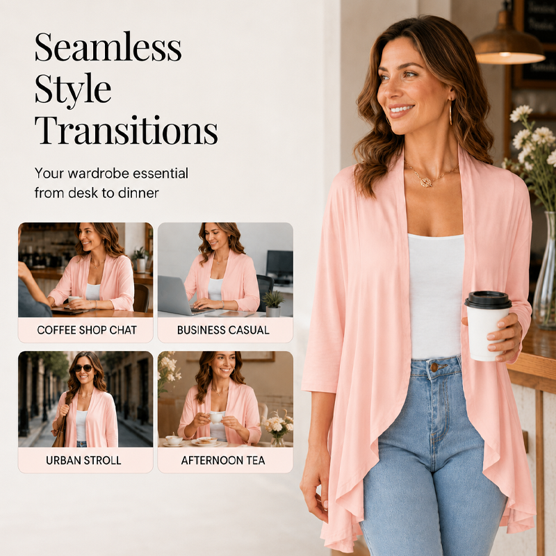 Susan | 3/4 Sleeve Open Front Cardigan