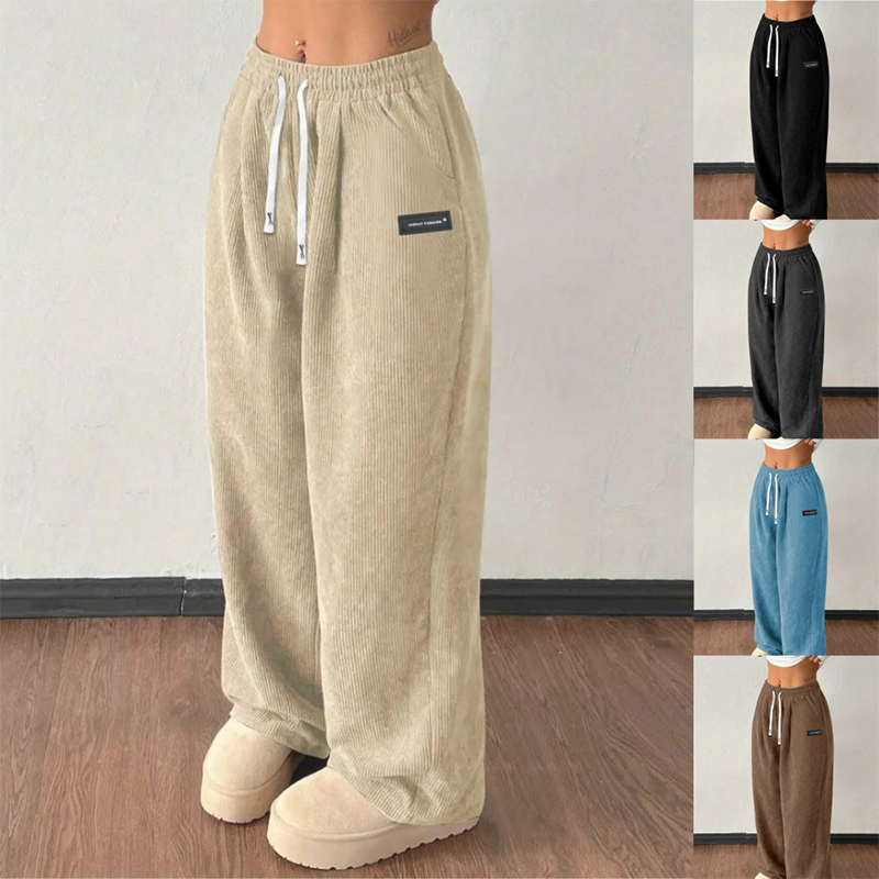 Lizzy Wide-Leg Corduroy Drawstring Trousers