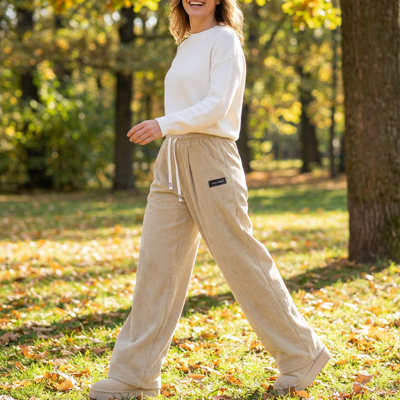 Emily | Wide-Leg Corduroy Drawstring Trousers