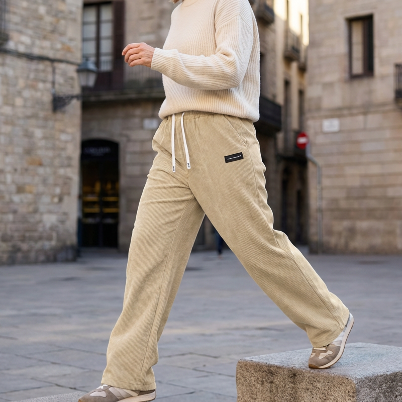 Emily | Wide-Leg Corduroy Drawstring Trousers