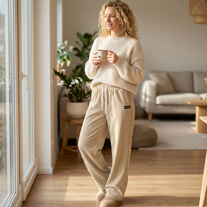 Emily | Wide-Leg Corduroy Drawstring Trousers