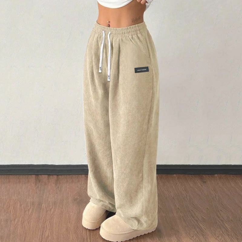 Emily | Wide-Leg Corduroy Drawstring Trousers