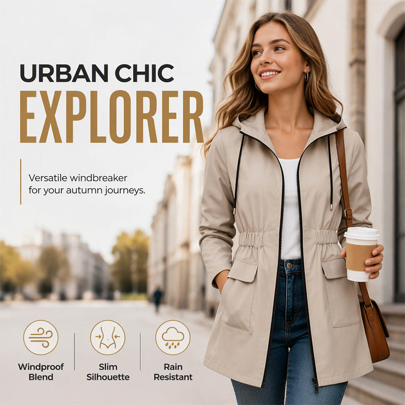 Water-Resistant Hooded Rain Jacket