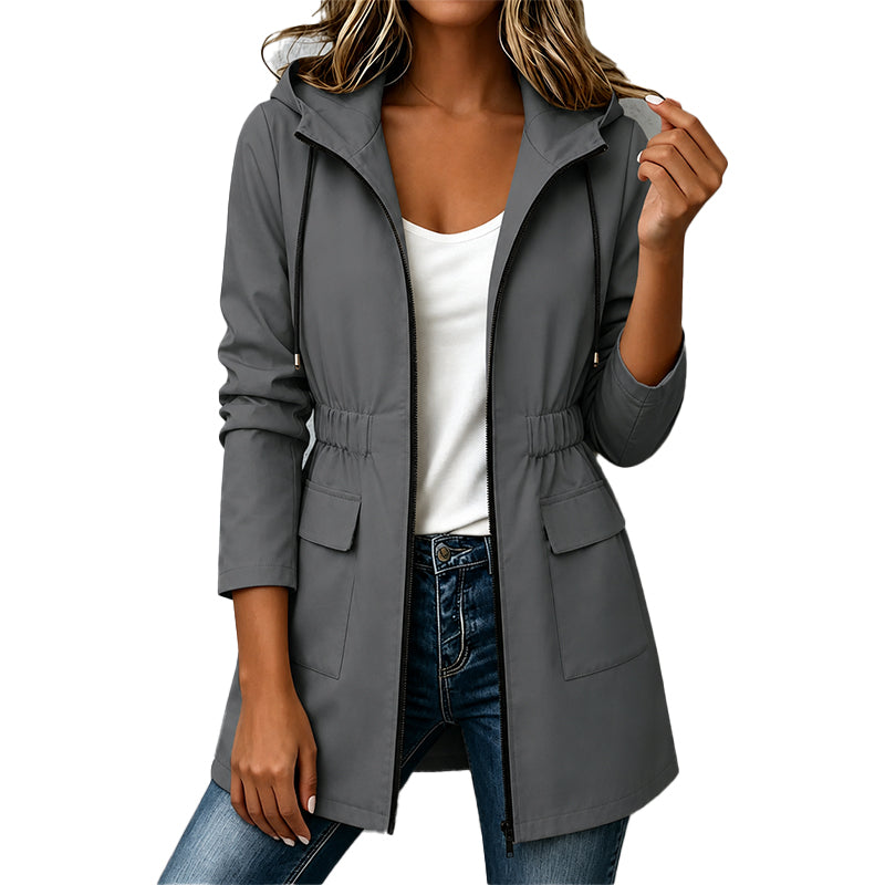 Water-Resistant Hooded Rain Jacket