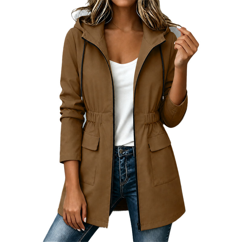 Water-Resistant Hooded Rain Jacket