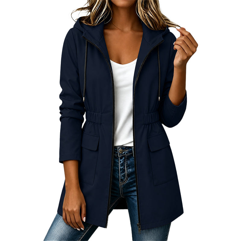Water-Resistant Hooded Rain Jacket