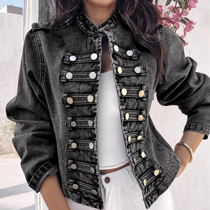 Kaylie  | Vintage Symmetrical Buttoned Denim Jacket