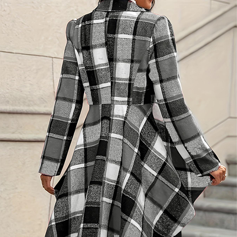 Amelia | Checked High-Low Peplum Coat