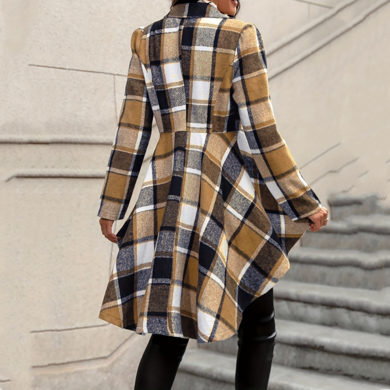 Amelia | Checked High-Low Peplum Coat