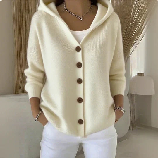 Eulla | Women's Cable Knit Button-Front Hoodie