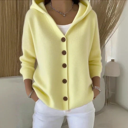 Eulla | Women's Cable Knit Button-Front Hoodie
