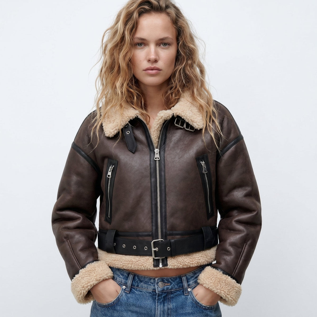 Verena | Cropped Aviator Bomber Jacket